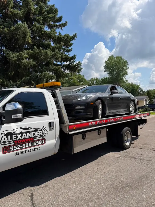 Sports car flatbed towing in Minnesota